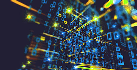 A graphic representing a binary code concept pattern and big data structure.